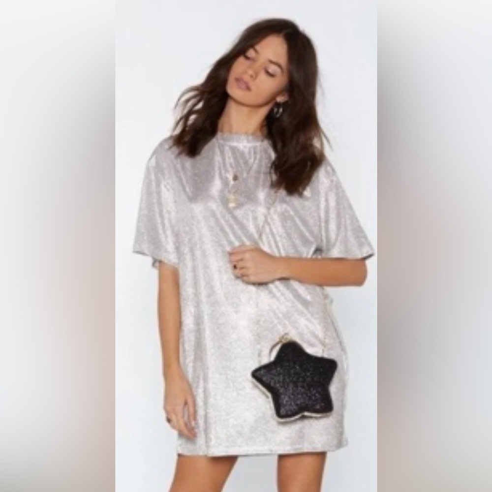 Glitter Shirt Dress Nasty Gal Size Medium